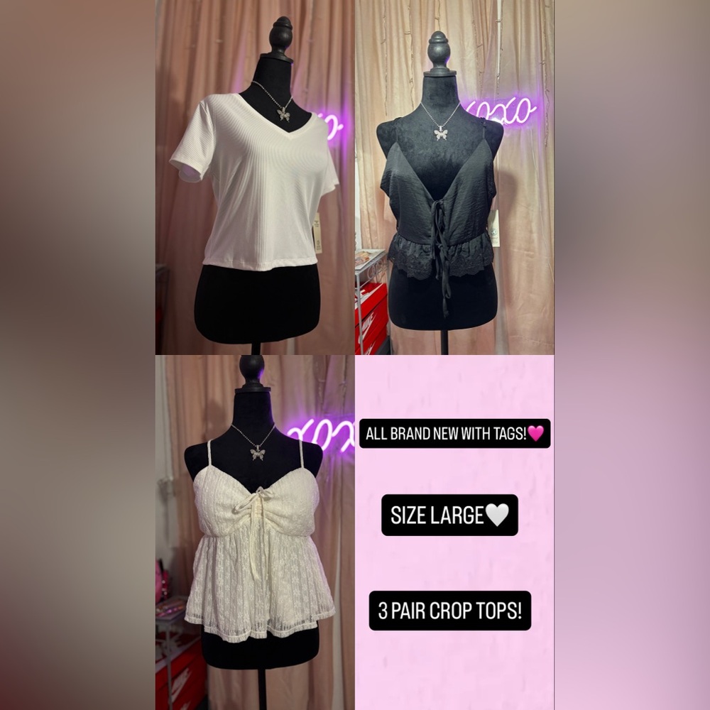 BRAND NEW! 3 pair Crop Top Bundle!🩷 all tops are super cute and comfortable!